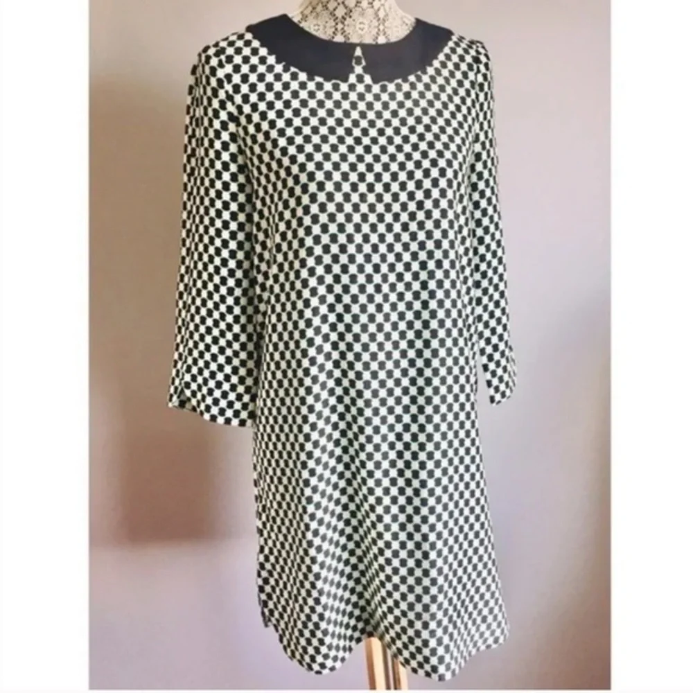 Kate Spade Kassia Silk blend Geometric shift dress with Peter Pan collar design​ - Picture 5 of 10